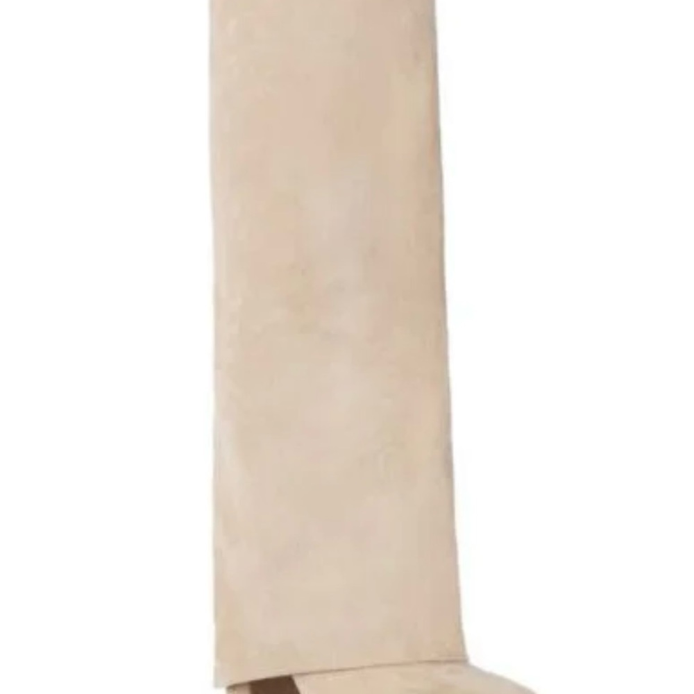 AZALEA WANG Invisible Fold Over Chunky Boot in Tan Suede faux - Picture 3 of 5